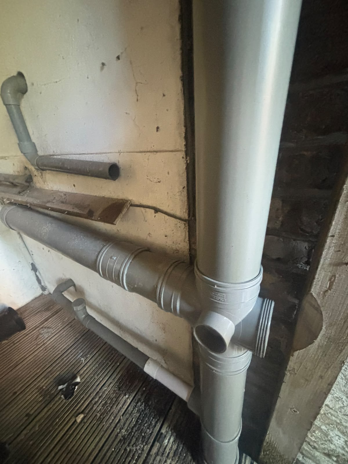 Close up of external down pipes on home
