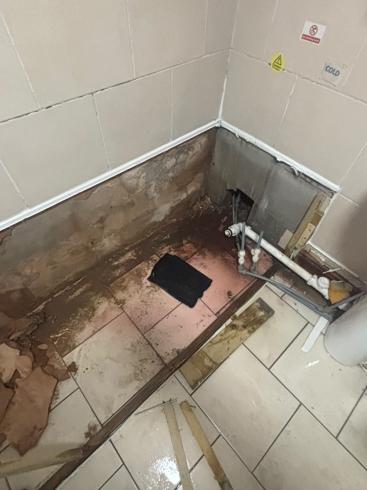 Burst pipes in commercial kitchen